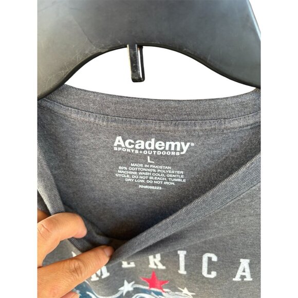 Mens America Home Of The Brave Graphic T-Shirt Size L Gray Short Sleeve Academy - Picture 4 of 5
